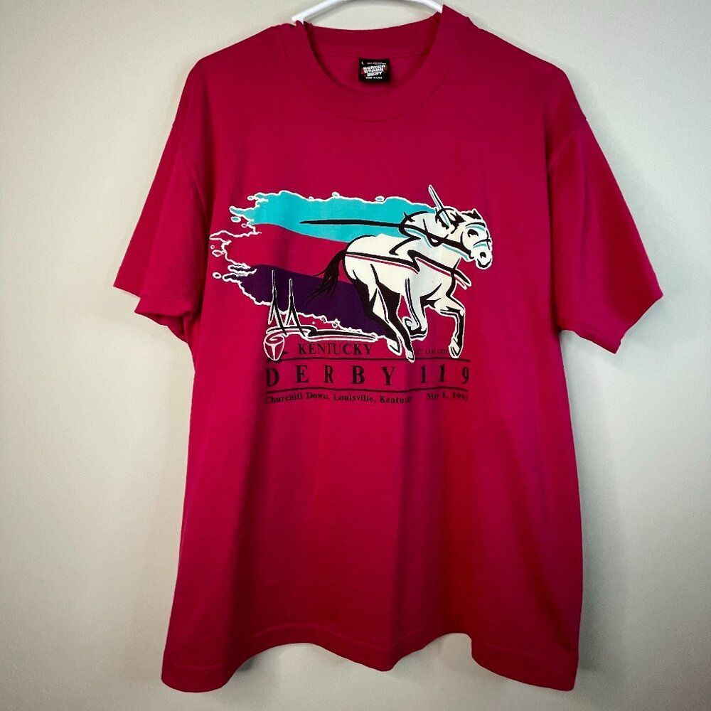 Vintage 1993 Kentucky Derby Single Stitch Screen Stars Shirt Size Large
